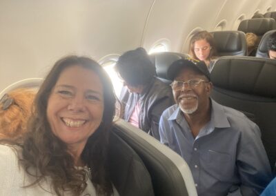 BAC's Susan McGrath and Simeon Fowler on the plane heading to the Grassroots Conference in Washington D.C.