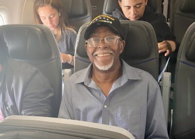 Simeon Fowler on the plane heading to the Grassroots Conference in Washington D.C.