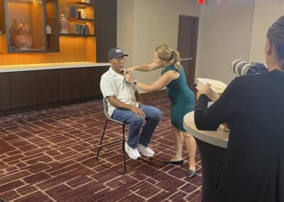 Behind the scenes photo of Simeon Fowler's interview at the 2025 Grassroots Conference