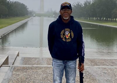 Simeon Fowler with the Washington Monument in the background