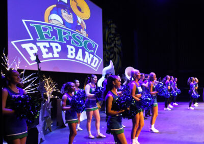 The Eastern Florida State Cheerleaders and Dance Team on stage for the pre-show of the BAC 12th Annual Performing Arts Showcase at the King Center in Melbourne.