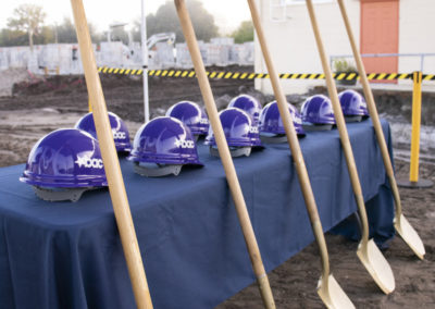 Hard hats and shovels ready for a ground breaking