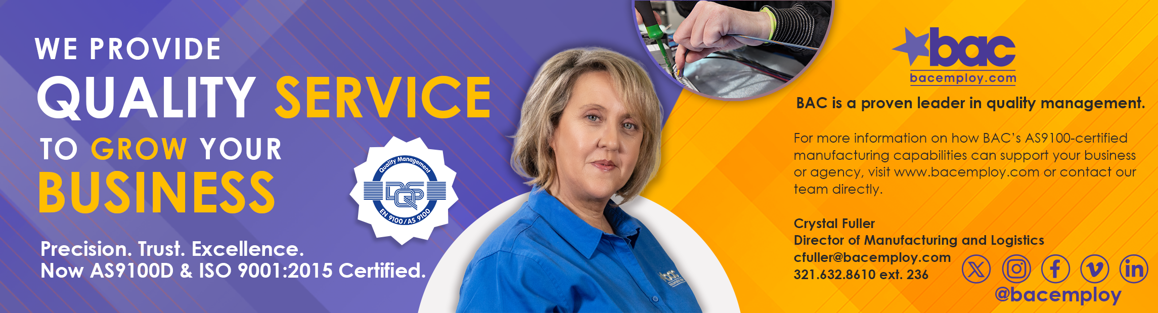 contact Crytal Fuller for More Info cfuller@bacemploy.com