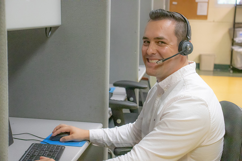 Customer Service Representative working at a call center