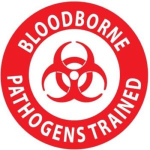 A Bloodborne Pathogens logo symbolizing proof of certification.