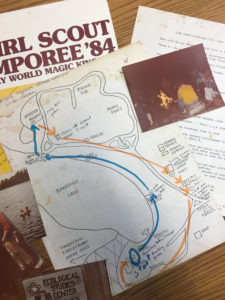 Pictures of the '84 Girl Scouts Jamboree and campground map 