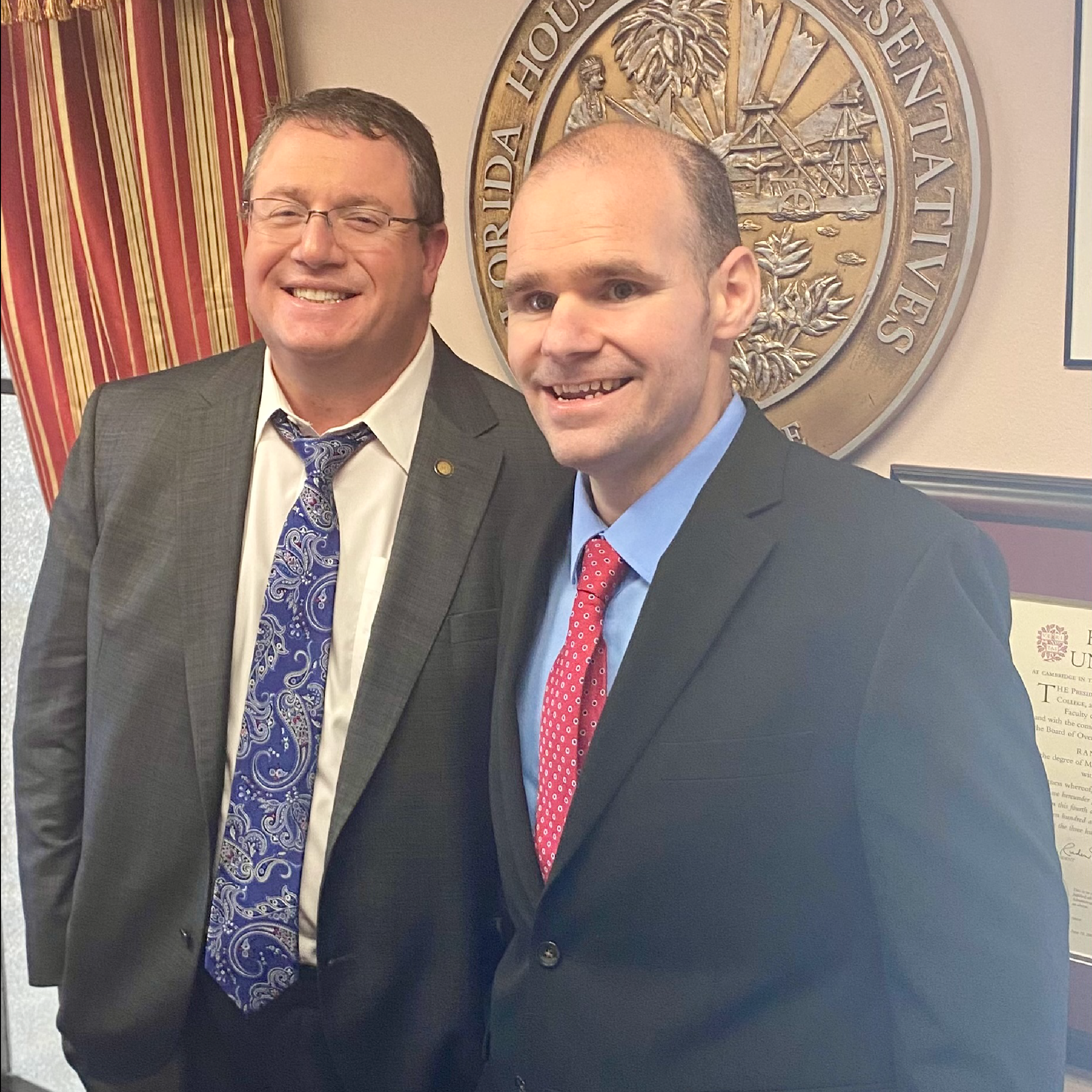 Senator Tom Wright and Shane at the House of Representatives.