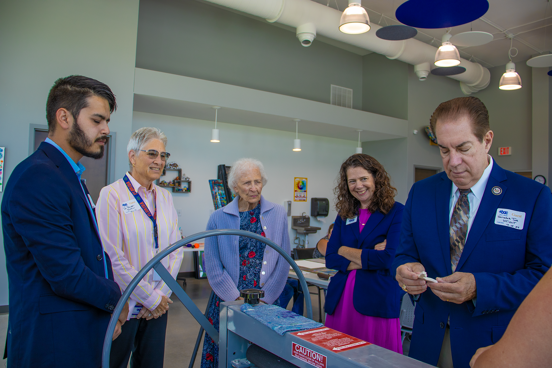 Senator Wright, Senator Wrights Assistant, City of Rockledge Manager Dr. Brenda Fettrow, Diane Payne in the BAC art studio.