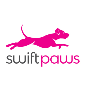 Pink dog swift paws logo