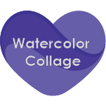 Purple Heart Button Watercolor Collage