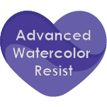 Purple Heart Button Watercolor Advanced Resist