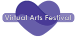 Virtual Arts Festival 2022 button with purple heart